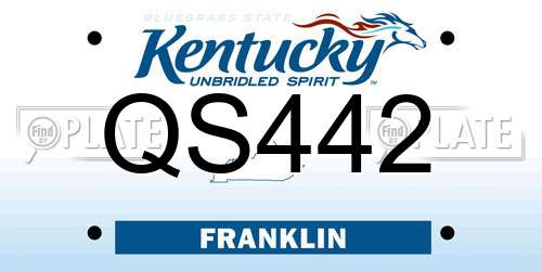 QS442 Kentucky License Plate