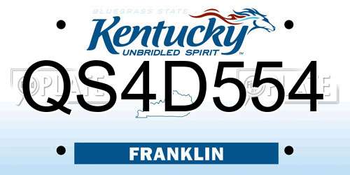 QS4D554 Kentucky License Plate