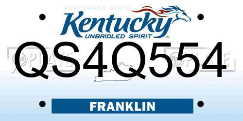 QS4Q554 Kentucky License Plate