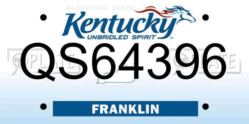 QS64396 Kentucky License Plate