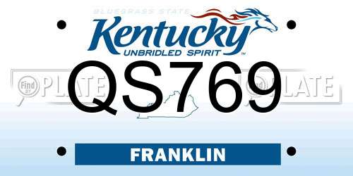 QS769 Kentucky License Plate