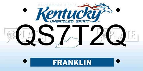 QS7T2Q Kentucky License Plate