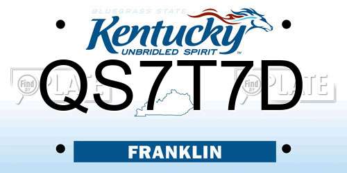 QS7T7D Kentucky License Plate