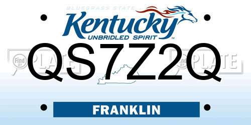 QS7Z2Q Kentucky License Plate