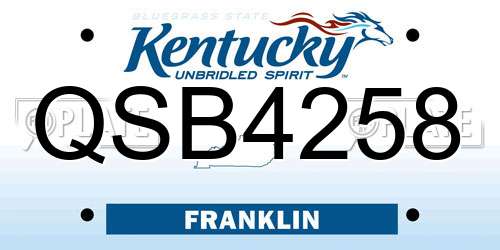 QSB4258 Kentucky License Plate