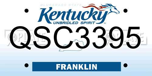 QSC3395 Kentucky License Plate