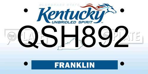 QSH892 Kentucky License Plate