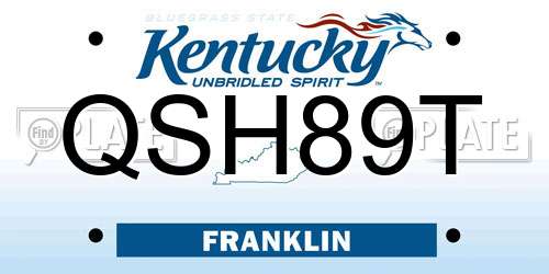 QSH89T Kentucky License Plate
