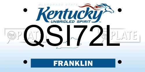 QSI72L Kentucky License Plate