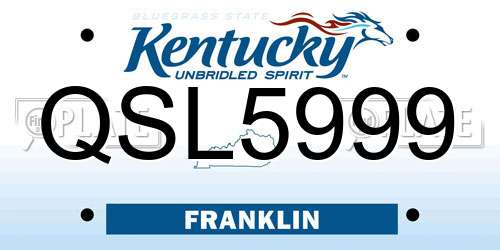 QSL5999 Kentucky License Plate