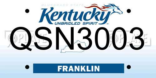 QSN3003 Kentucky License Plate