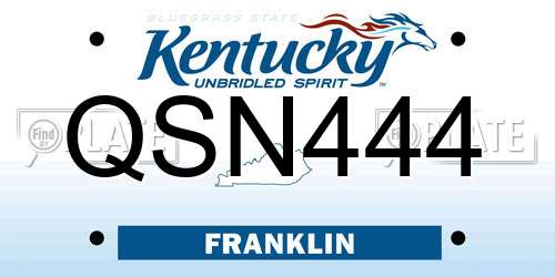 QSN444 Kentucky License Plate