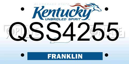 QSS4255 Kentucky License Plate