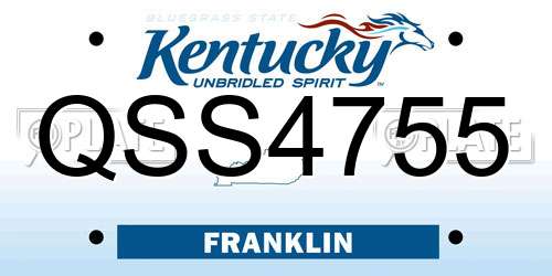 QSS4755 Kentucky License Plate