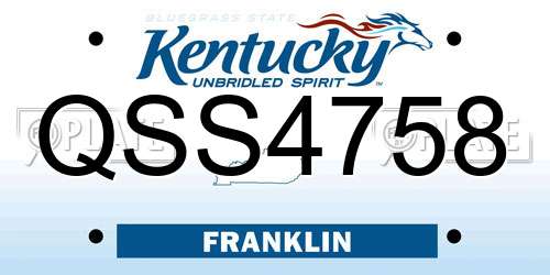 QSS4758 Kentucky License Plate