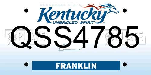 QSS4785 Kentucky License Plate