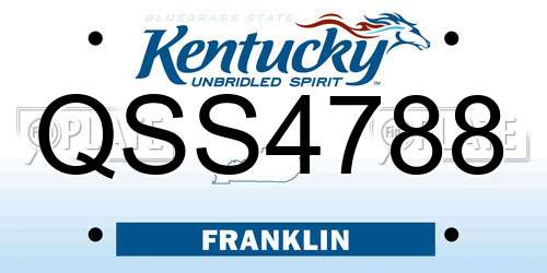 QSS4788 Kentucky License Plate