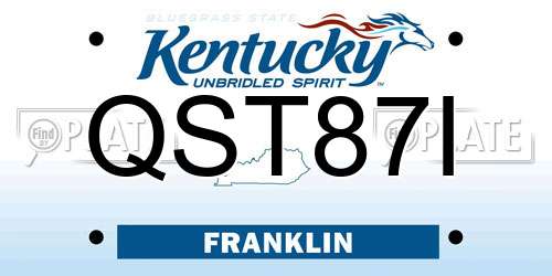 QST87I Kentucky License Plate