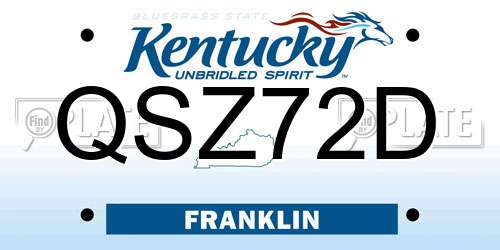 QSZ72D Kentucky License Plate