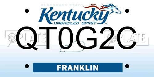 QT0G2C Kentucky License Plate