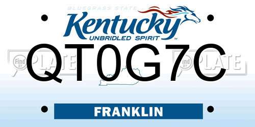 QT0G7C Kentucky License Plate