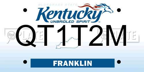 QT1T2M Kentucky License Plate