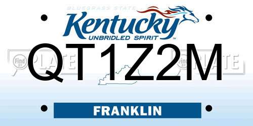 QT1Z2M Kentucky License Plate
