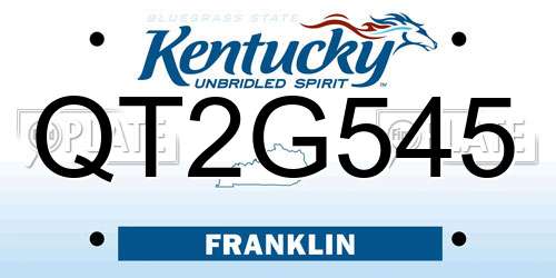 QT2G545 Kentucky License Plate