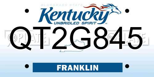 QT2G845 Kentucky License Plate