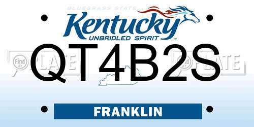 QT4B2S Kentucky License Plate