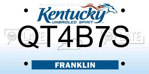 QT4B7S Kentucky License Plate