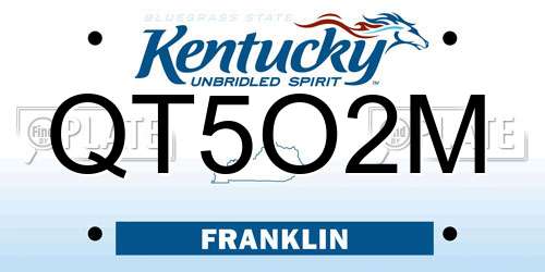 QT5O2M Kentucky License Plate