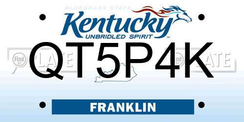QT5P4K Kentucky License Plate