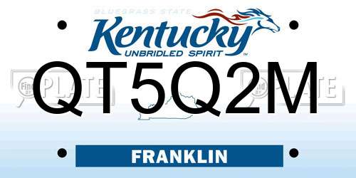 QT5Q2M Kentucky License Plate