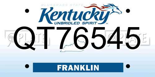 QT76545 Kentucky License Plate