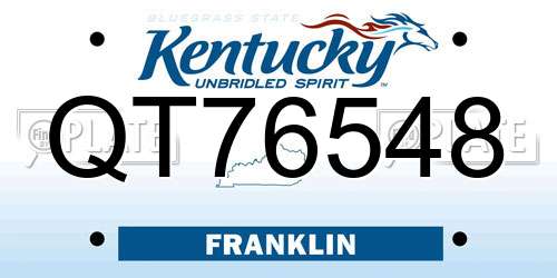 QT76548 Kentucky License Plate