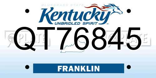 QT76845 Kentucky License Plate