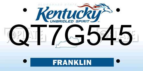 QT7G545 Kentucky License Plate