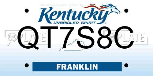 QT7S8C Kentucky License Plate