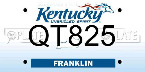 QT825 Kentucky License Plate