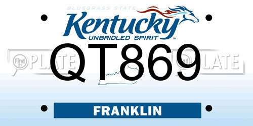 QT869 Kentucky License Plate