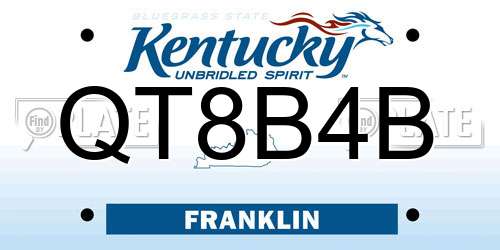 QT8B4B Kentucky License Plate