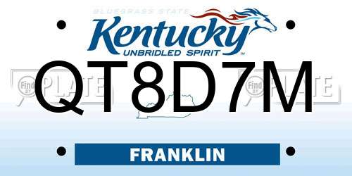 QT8D7M Kentucky License Plate