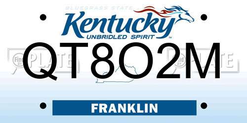 QT8O2M Kentucky License Plate