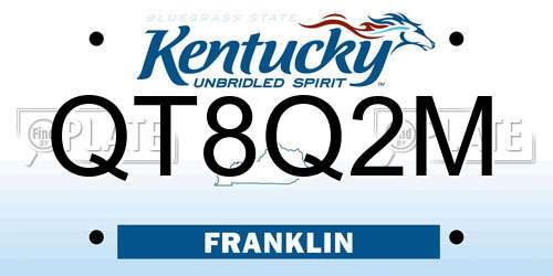 QT8Q2M Kentucky License Plate