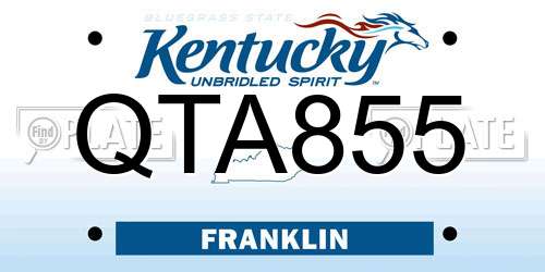 QTA855 Kentucky License Plate