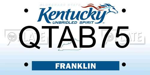 QTAB75 Kentucky License Plate