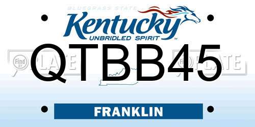 QTBB45 Kentucky License Plate