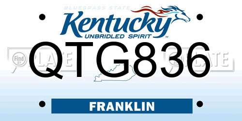 QTG836 Kentucky License Plate