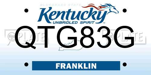 QTG83G Kentucky License Plate